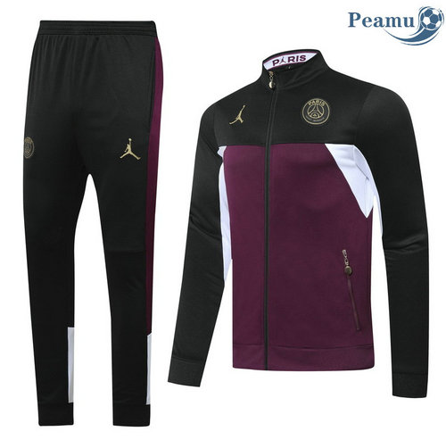 Tuta Calcio - Giacca Jordan PSG Jujube Rosso/Nero Collo Alto 2020-2021