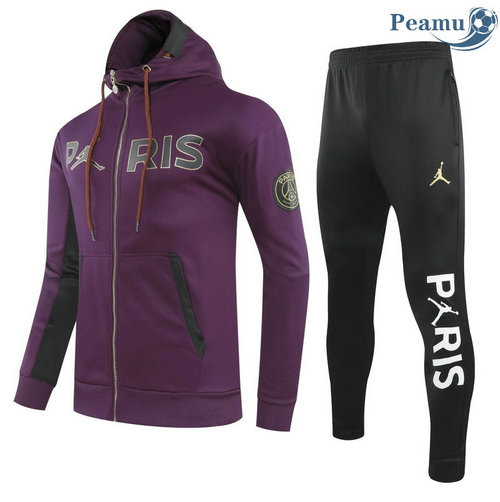 Tuta Calcio - Felpa con cappuccio Jordan PSG Jujube Rosso 2020-2021