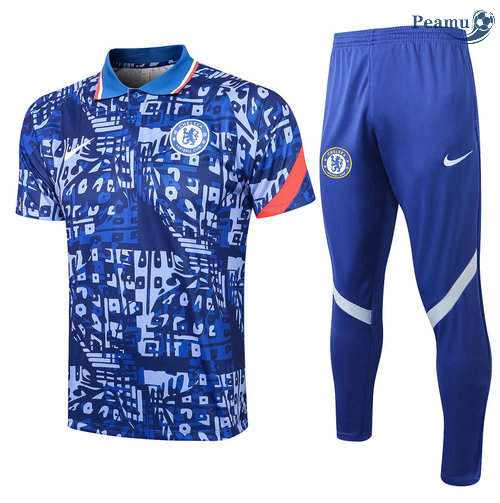 Kit Maglia Formazione Chelsea Polo + Pantalonii Blu 2021-2022