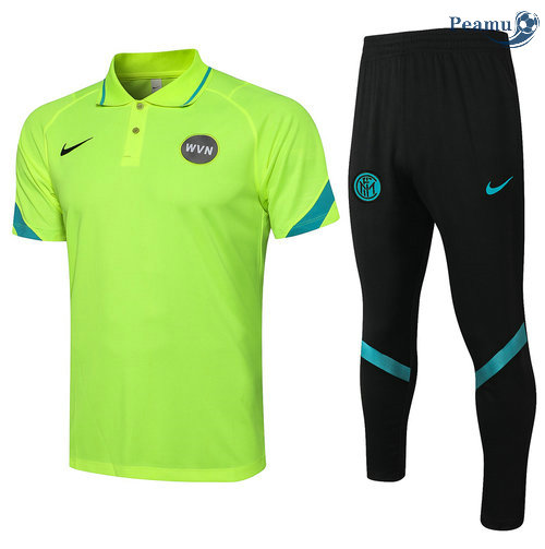 Kit Maglia Formazione Polo Inter Milan + Pantalonii Verde chiaro 2021-2022