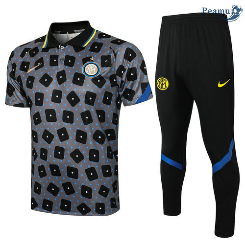 Kit Maglia Formazione Polo Inter Milan + Pantalonii Grigio 2021-2022