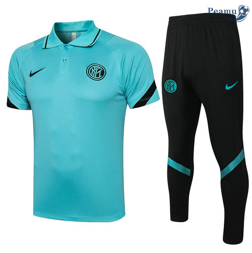 Kit Maglia Formazione Polo Inter Milan + Pantalonii Azzurro 2021-2022