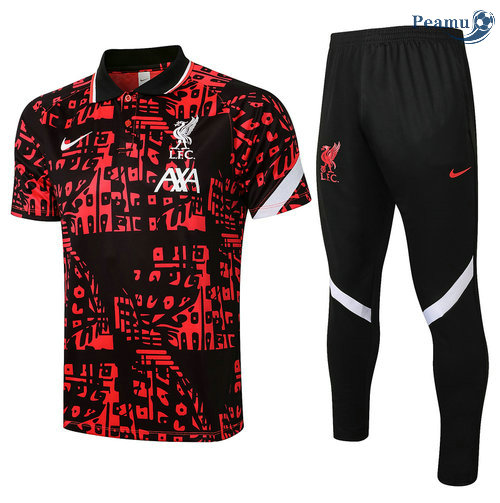 Kit Maglia Formazione Liverpool Polo + Pantalonii Rosso 2021-2022