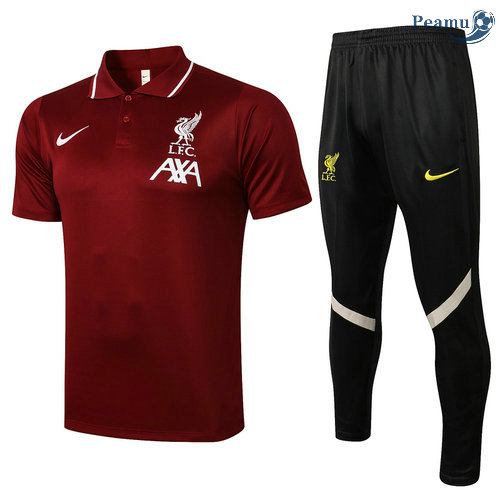 Kit Maglia Formazione Liverpool Polo + Pantalonii Bordeaux 2021-2022