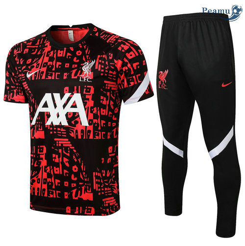 Kit Maglia Formazione Liverpool + Pantalonii Nero/Rosso 2021-2022