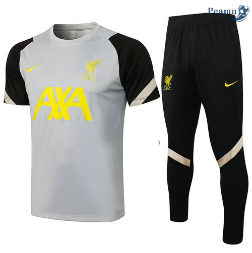 Kit Maglia Formazione Liverpool + Pantalonii grigio chiaro/Nero 2021-2022