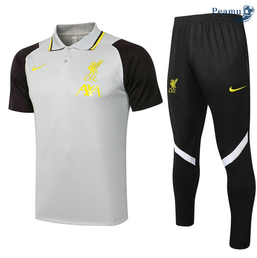 Kit Maglia Formazione Liverpool Polo + Pantalonii grigio chiaro 2021-2022