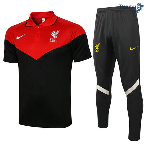 Kit Maglia Formazione Liverpool Polo + Pantalonii 2021-2022 Rosso/Nero