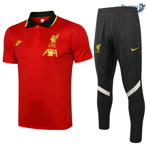 Kit Maglia Formazione Liverpool Polo + Pantalonii Rosso/Nero 2021-2022