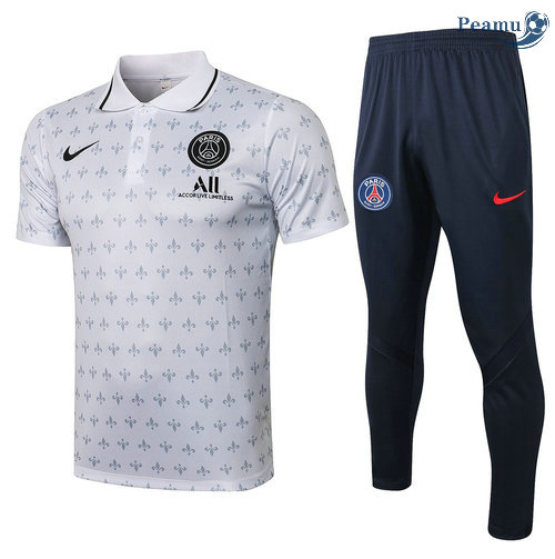 Kit Maglia Formazione PSG Polo + Pantalonii Bianca 2021-2022