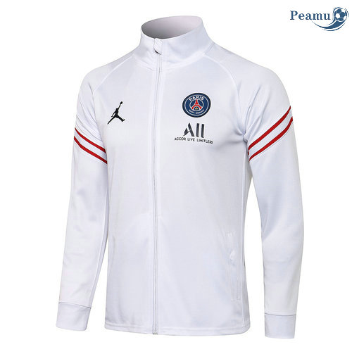 Giacca Calcio PSG Jordan Bianca Collo rotondo 2021-2022