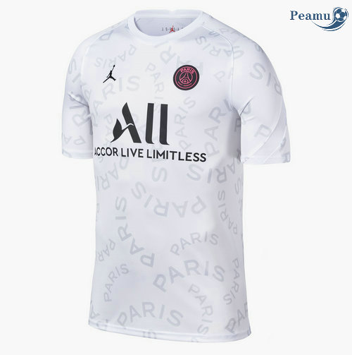 Maglia Calcio PSG Jordan Pre-Match Formazione Bianca 2021-2022