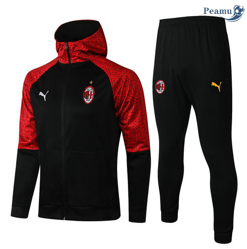 Nuova Tuta Calcio Felpa con cappuccio AC Milan Nero 2021 2022 a