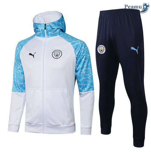 Tuta Calcio - Felpa con cappuccio Manchester City Bianca 2021-2022