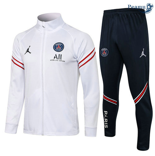 Tuta Calcio - Giacca PSG Jordan Bianca Collo rotondo 2021-2022