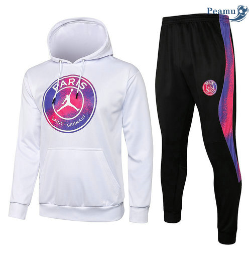 Tuta Calcio - Felpa con cappuccio 2021-2022 PSG Jordan Bianca