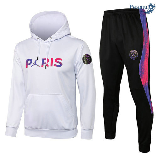Tuta Calcio - Felpa con cappuccio PSG Jordan Bianca 2021-2022