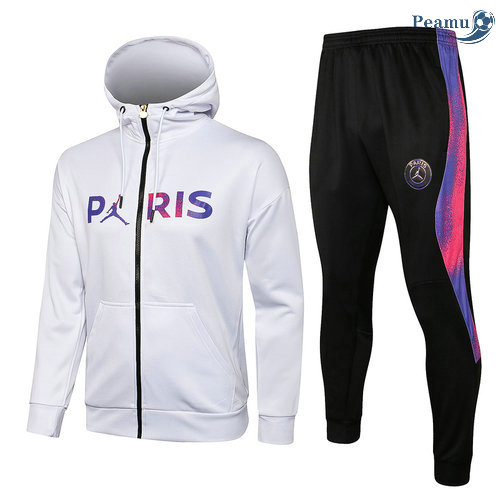 Tuta Calcio - Felpa con cappuccio 2021-2022 Jordan PSG Bianca