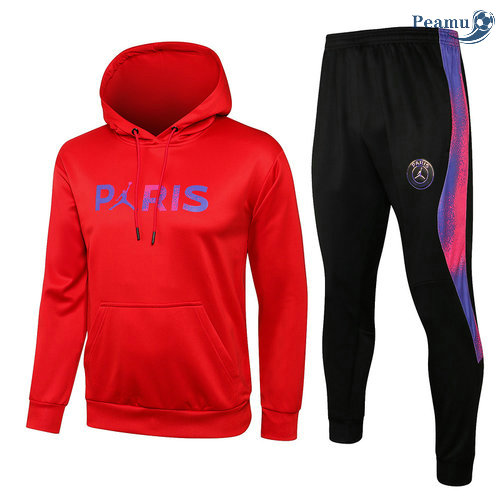 Tuta Calcio - Felpa con cappuccio PSG Jordan Paris Rosso 2021-2022