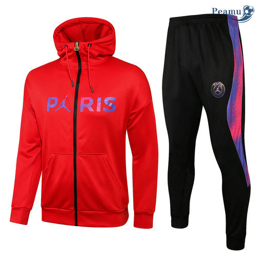 Tuta Calcio - Felpa con cappuccio PSG Jordan Rosso 2021-2022