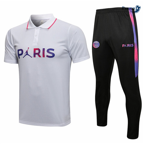 Kit Maglia Formazione Jordan PSG Paris POLO + Pantalonii Bianca 2021-2022