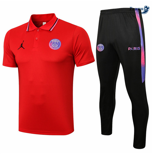 Kit Maglia Formazione Jordan PSG POLO + Pantalonii Rosso 2021-2022