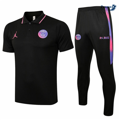 Kit Maglia Formazione Jordan PSG POLO + Pantalonii Nero 2021-2022