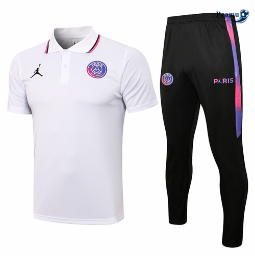 Kit Maglia Formazione Jordan PSG POLO + Pantalonii Bianca 2021-2022