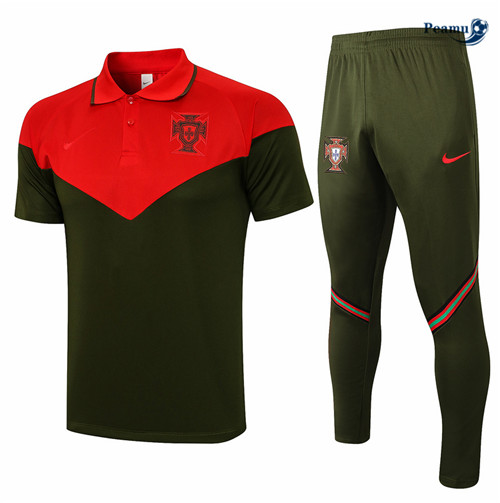 Kit Maglia Formazione Portogallo POLO + Pantalonii Nero/ Rosso 2021-2022
