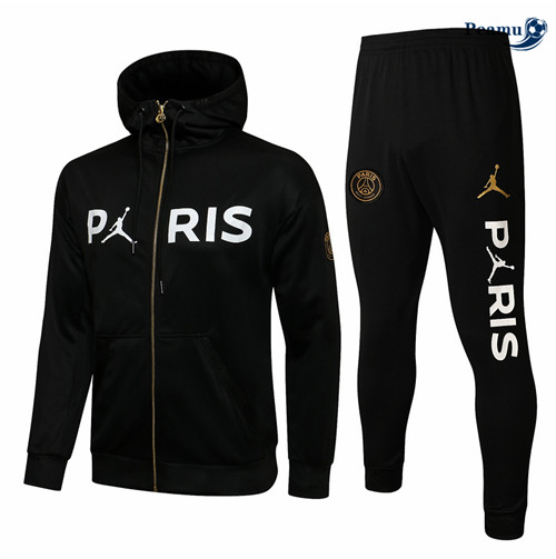 Giacca Tuta Calcio - Felpa con cappuccio Jordan PSG Nero 2021-2022