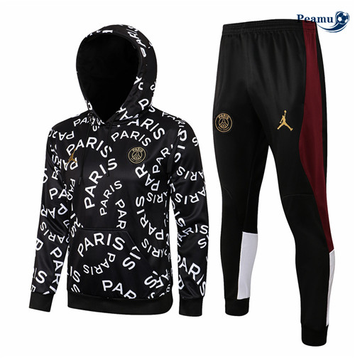 Giacca Tuta Calcio - Felpa con cappuccio Jordan PSG Paris Nero 2021-2022