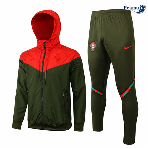 Tuta Calcio - Giacca A Vento Portogallo Army Verdee/ Rosso 2021-2022