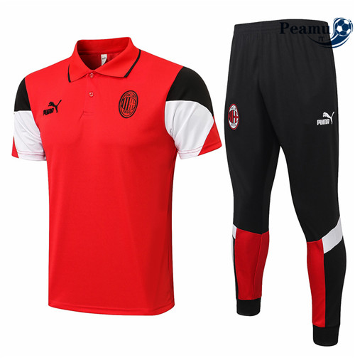 Kit Maglia Formazione Polo AC Milan + Pantalonii Rouge 2021-2022