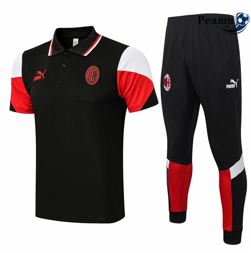 Kit Maglia Formazione Polo AC Milan + Pantalonii Noir 2021-2022