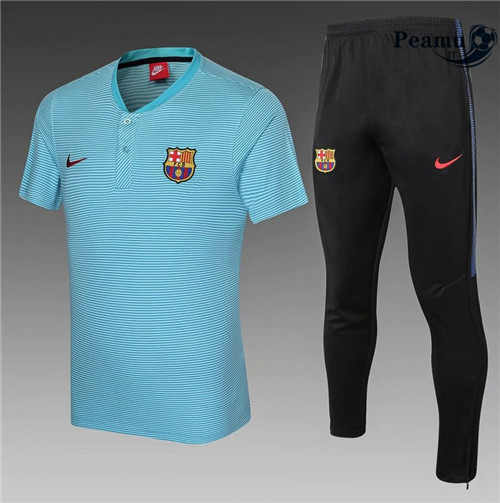 Kit Maglia Formazione Polo Barcellona + Pantalonii Bleu Clair 2021-2022