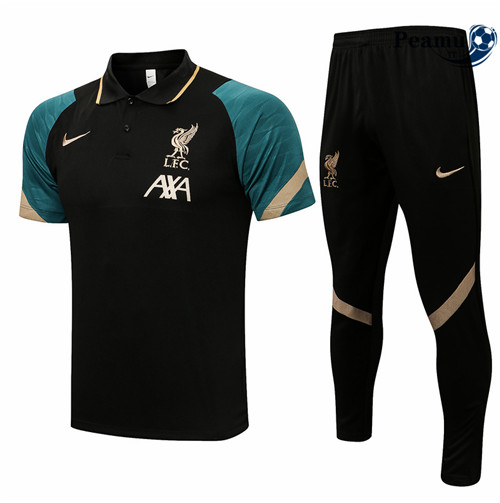 Kit Maglia Formazione Polo Liverpool + Pantalonii Noir 2021-2022
