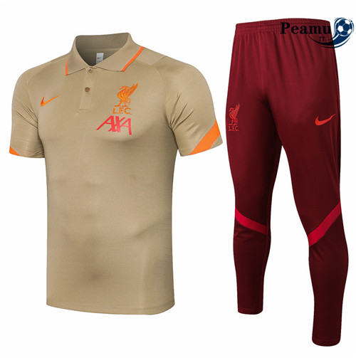 Kit Maglia Formazione Polo Liverpool + Pantalonii Kaki 2021-2022