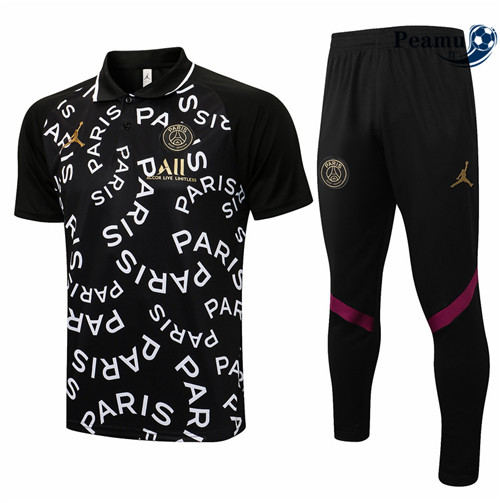 Kit Maglia Formazione Polo Jordan PSG + Pantalonii Noir 2021-2022
