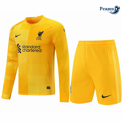 Maglia Calcio Liverpool Gardien de but Manche Longue + short Jaune 2021-2022