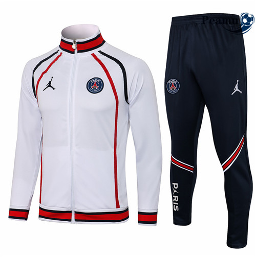Tuta Calcio - Giacca Jordan PSG Blanc/Rouge 2021-2022 Col Haut