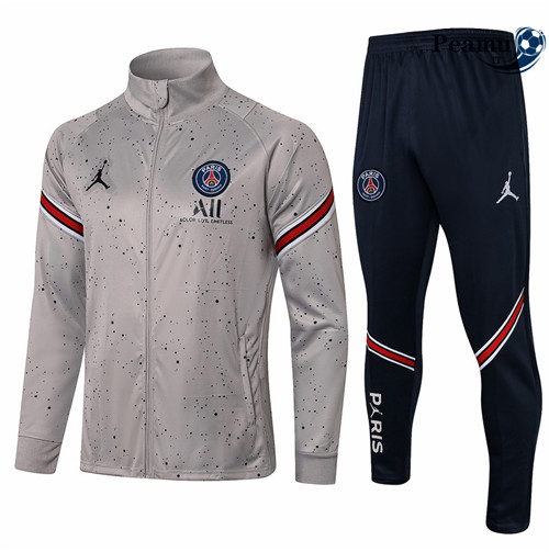 Tuta Calcio - Giacca Jordan PSG Gris Clair 2021-2022 Col Haut