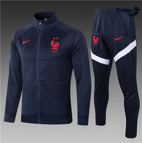 Tuta Calcio - Giacca Francia Bambino Bleu Marine 2021-2022 Col Haut