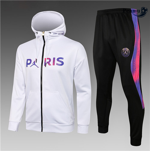 Giacca Tuta Calcio - Felpa con cappuccio Jordan PSG Bambino Blanc 2021-2022