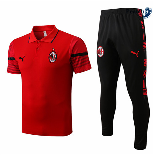 Kit Maglia Formazione polo AC Milan + Pantaloni Rouge/Noir 2022-2023 I0082