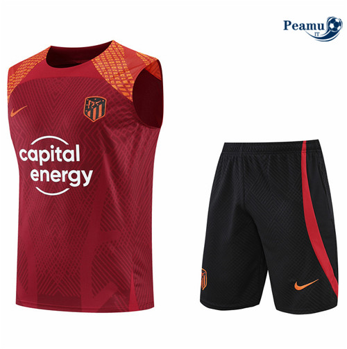 Kit Maglia Formazione Atletico Madrid Debardeur + Pantaloni Rouge/Noir 2022-2023 I0112
