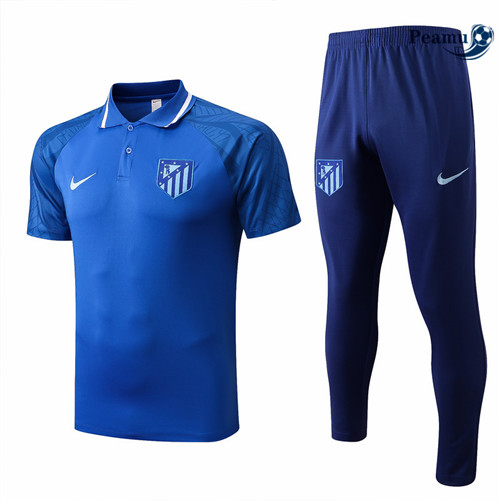 Kit Maglia Formazione polo Atletico Madrid + Pantaloni Bleu 2022-2023 I0115