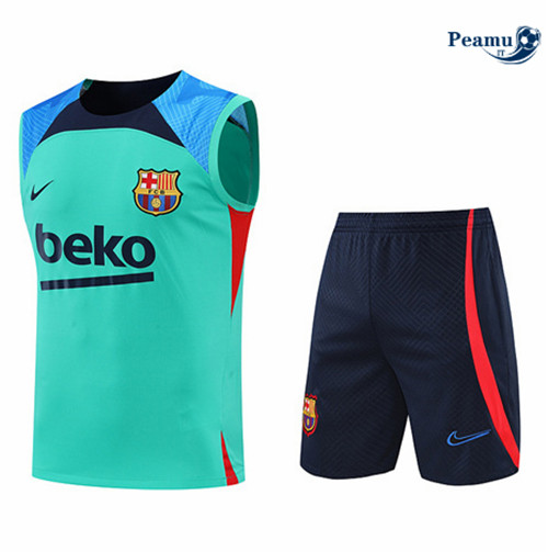 Kit Maglia Formazione Barcellona Debardeur + Pantaloni Vert/Bleu Marine 2022-2023 I0117