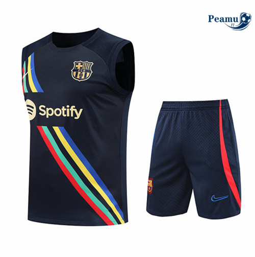 Kit Maglia Formazione Barcellona Debardeur + Pantaloni Bleu Marine 2022-2023 I0119