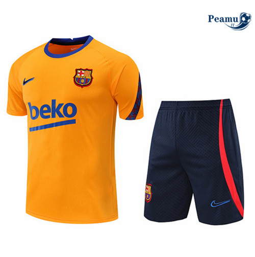 Kit Maglia Formazione Barcellona + Pantaloni Orange/Bleu Marine 2022-2023 I0127
