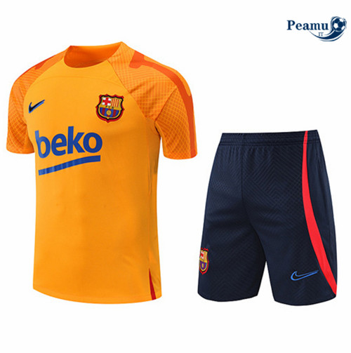 Kit Maglia Formazione Barcellona + Pantaloni Orange/Bleu Marine 2022-2023 I0128